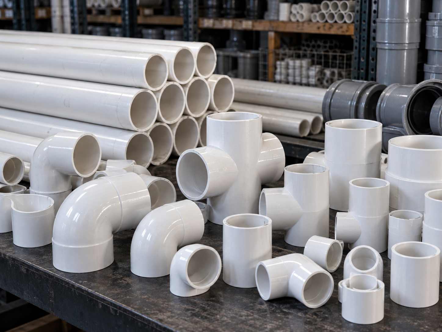 PVC pipe and rough plumbing fittings